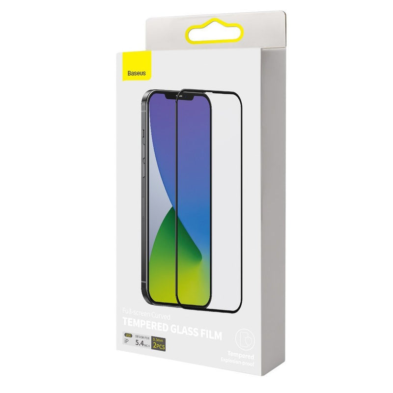 iPhone 12 mini tempered glass screen protector with a frame